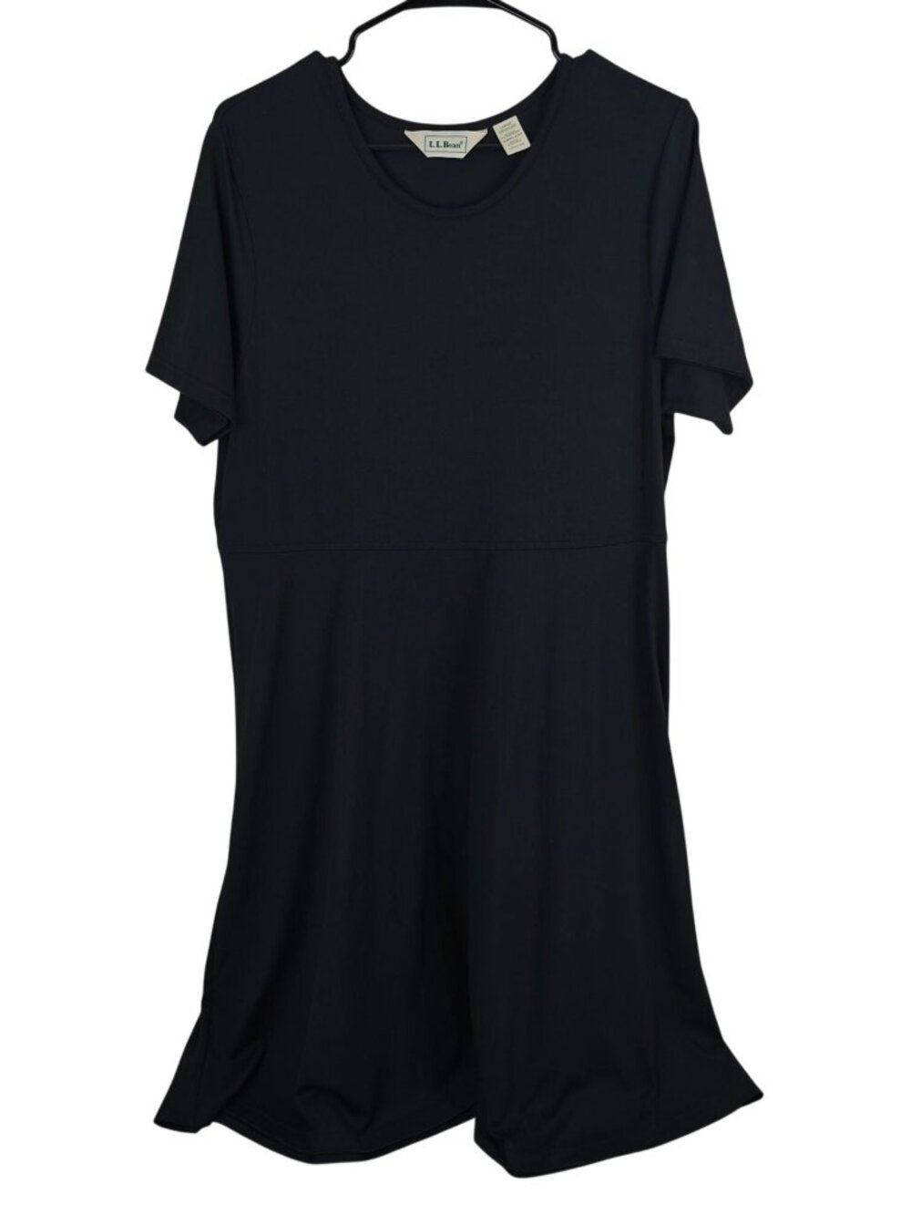 L.L. Bean Womens Black Short-Sleeve Dress Large Nylon/Spandex Casual